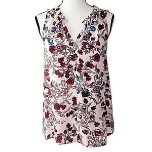 Vince Camuto Gathered Floral Sleeveless Blouse